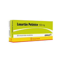 Product image of LOSARTAN POTASICO BIOEQUIVALENTE COMPRIMIDOS RECUBIERTOS 100MG X30 - Opko chile sa