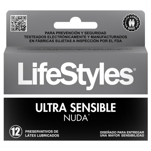 LIFESTYLES PRESERVATIVO NUDA ULTRA SENSIBLE LUBRICADOS POR 12 - Prater