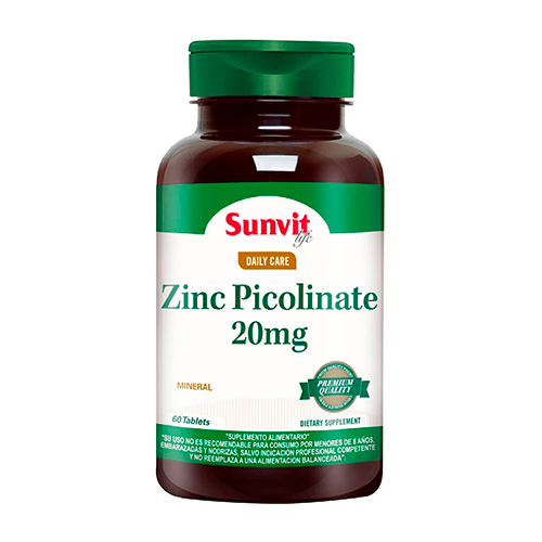 Product image of ZINC PICOLINATE 20 MG. 60 COMP. - Sunvit life