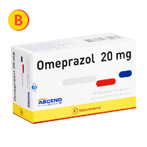 OMEPRAZOL x60 CAPSULAS DE 20 MG - Laboratorio ascend