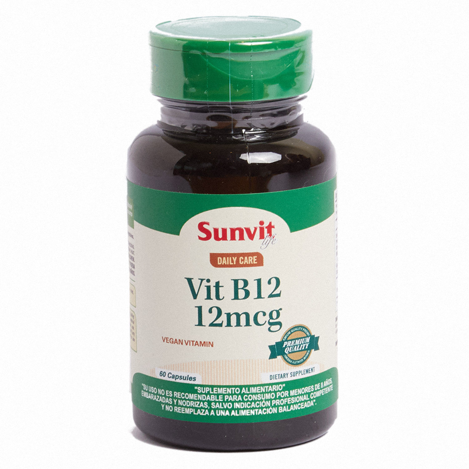 Product image of VITAMIN B12 - 12 MCG. 60 CAP. - Sunvit life