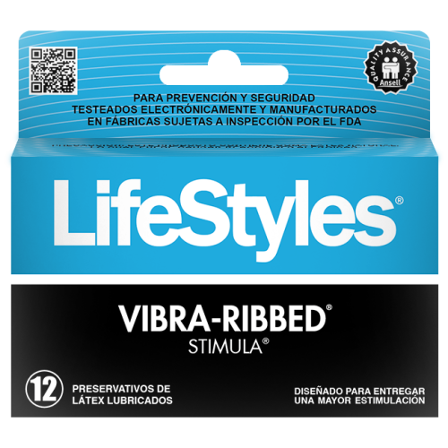 LIFESTYLES PRESERVATIVO STIMULA VIBRA-RIBBED LUBRICADOS POR 12 - Prater