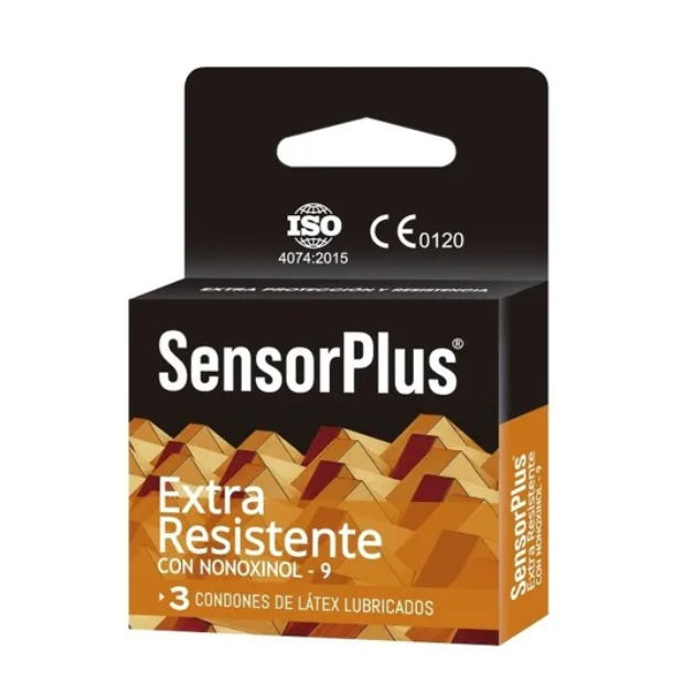 PRESERVATIVOS SENSOR PLUS EXTRA RESISTENTE C/NONOX x3 UNIDADES - Farmaceutica esan