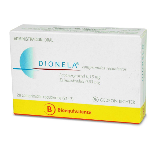 DIONELA COMPRIMIDOS RECUBIERTOS 0,15MG/0,03MG.28 - Gedeon richter