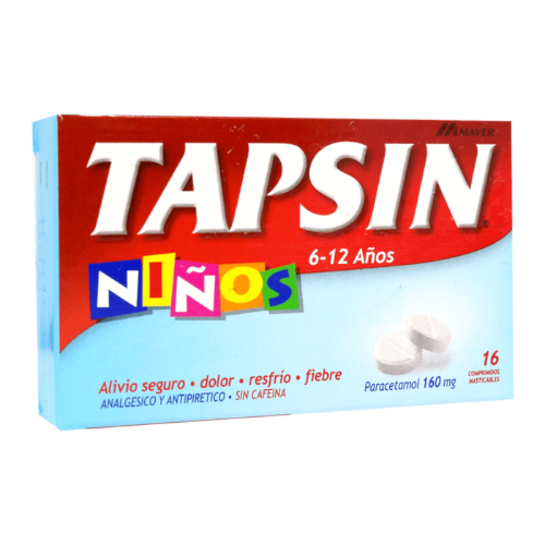 Product image of TAPSIN NIÑOS x16 COMPRIMIDOS DE 160 MG (6-12 AÑOS) - Maver