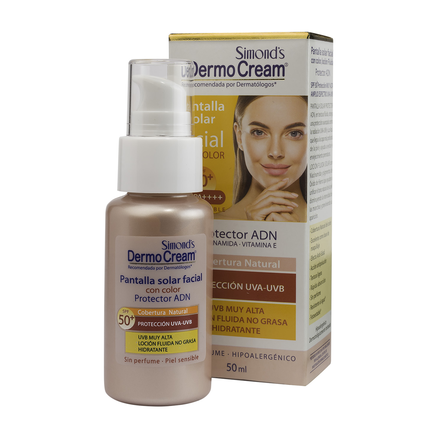 DERMOCREAM SPF50+ PANTALLA FACIAL COLOR 50 ML. - Durandin