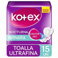 Product image of KOTEX U/FINA NOCT. SE/DEL. MALLA C/ALAS 15 UN. - Kimberly clark