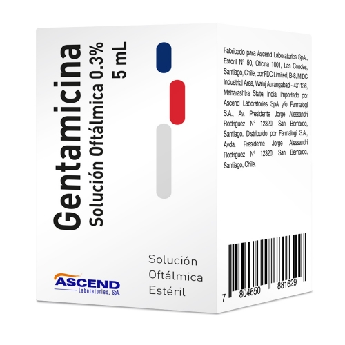 Product image of GENTAMICINA SOLUCION OFTALMICA 0,3% DE 5 ML - Laboratorio ascend