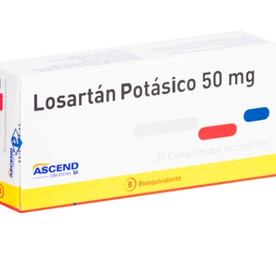 LOSARTAN POTASICO 50 MG. 30 COMP. (MNT) - Laboratorio ascend