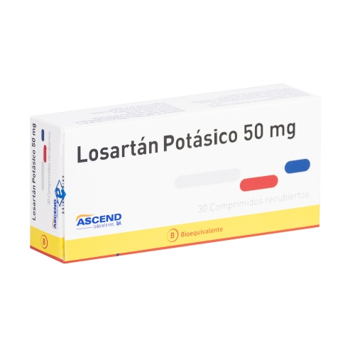 LOSARTAN POTASICO x30 COMPRIMIDOS RECUBIERTOS DE 50 MG - Laboratorio ascend