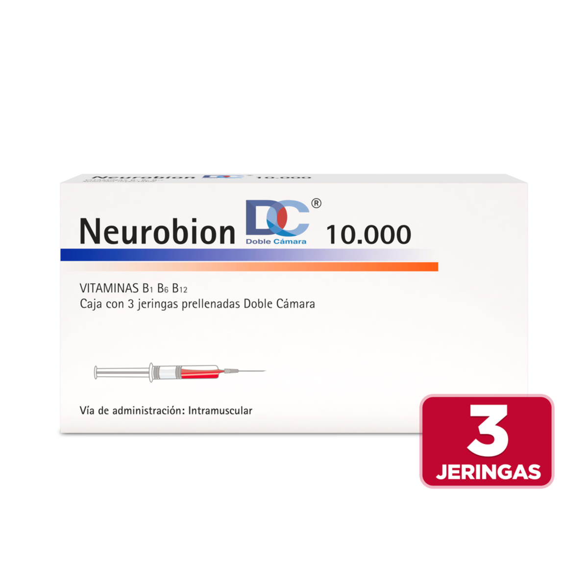 NEUROBION DC JERINGAS PRELLENADAS DOBLE CAMARA SOLUCION INYECTABLE 10000 X3 - P&g farma