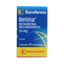 Betina (B) Betahistina 24mg 30 Comprimidos