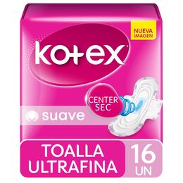 Toallas Higiénicas Kotex Ultrafina Suave 16 Unidades