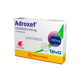 Adroxef (B) Cefadroxilo 500mg 14 Cápsulas