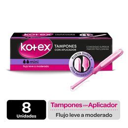 Tampones Kotex Mini con aplicador 8 Unidades