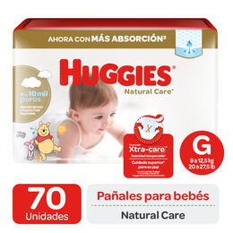 Pañales Huggies Natural Care Talla G 70 Unidades