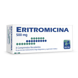 Eritromicina 500mg 8 Comprimidos Recubiertos