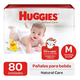 Pañales Huggies Natural Care M 80 Unidades