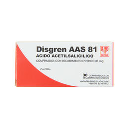 Product image of Disgren AAS 81mg 30 Comprimidos Recubiertos