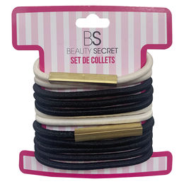 Product image of Beauty Secret Elásticos Colets Negro, Blanco y Café 12 unidades