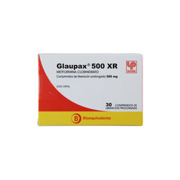 Glaupax XR (B) Metformina 500mg 30 Comprimidos Prolongados