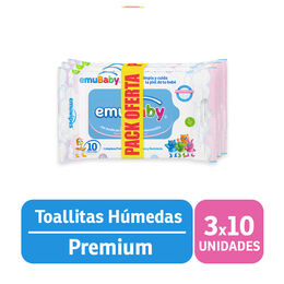 Pack de 3 de Toallitas Húmedas Hipoalergénicas para Bebés - Emuwipes