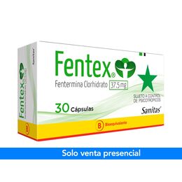 Fentex Fentermina 37.5mg 30 Cápsulas