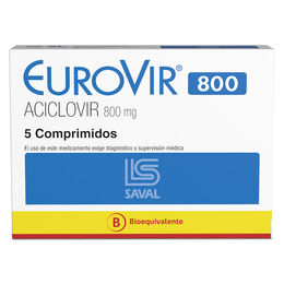 Eurovir (B) Aciclovir 800mg 5 Comprimidos