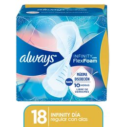 Toallas Higiénicas Con Alas Always Infinity FlexFoam 18 Unidades