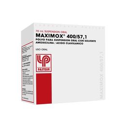 Product image of Maximox 400/57.1 Amoxicilina / ícido Clavulánico Polvo Oral 70ml