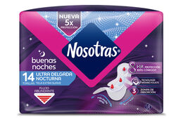 Product image of Nosotras Toalla Buenas Noches Ultra Delgada Tela Extra Suave 14 Unidades