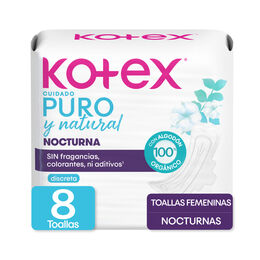 Product image of Toalla Kotex UF Nocturna Puro y Natural 8 Unidades