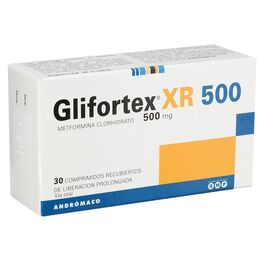 Glifortex XR Metformina 500mg 30 Comprimidos Prolongados