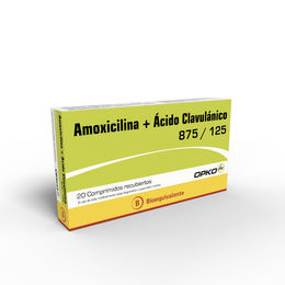 Amoxicilina / ícido Clavulánico (B) 875/125 20 Comprimidos Recubiertos - Amoxicilina+clavulanico