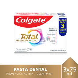 Product image of Pasta Dental Colgate Total Clean Mint 24 Horas de Prevención Activa 3x75ml