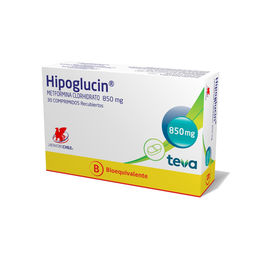 Hipoglucin (B) Metformina 850mg 30 Comprimidos Recubiertos