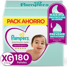 Pañales Desechables Pampers Premium Care Hipoalergénico Talla XG 180 Unidades