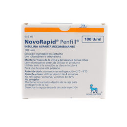 NovoRapid Insulina Asparto 100UI/ml Inyectable 3ml x5 F-A