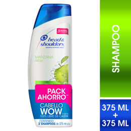 Head & Shoulders Manzana Fresh Shampoo Control Caspa 2 Pack de 375 ml c/u