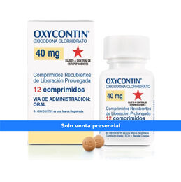 Oxycontin Oxicodona 40mg 12 Comprimidos Prolongados