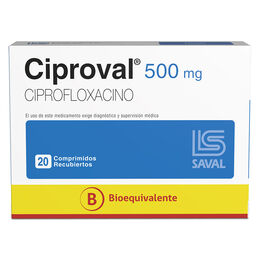 Ciproval (B) Ciprofloxacino 500mg 20 Comprimidos