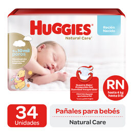 Product image of Pañales Huggies Natural Care RN 34 Unidades