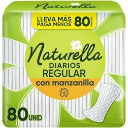 Diarios Naturella Regular Con Manzanilla 80 Unidades