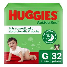 Pañales Huggies Active Sec Talla G 32 Unidades