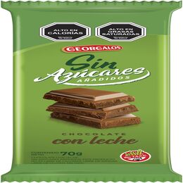 Tableta Georgalo Chocolate Con Leche S/Azúcar 70g