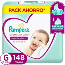 Product image of Pañales Desechables Pampers Premium Care Hipoalergénico Talla G 148 Unidades