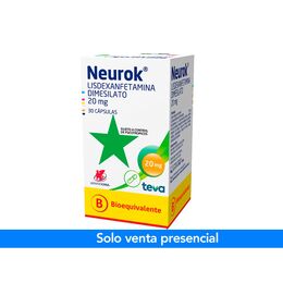 Product image of Neurok (B) Lisdexanfetamina 20mg 30 Cápsulas