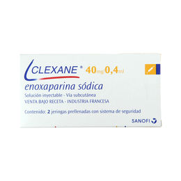 Clexane Enoxaparina 40mg/0.4ml Inyectable 2 Jeringas Prellenadas