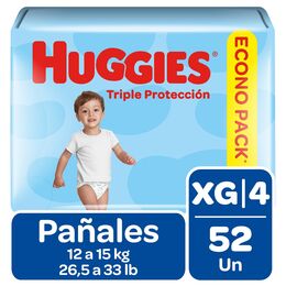 Pañales Huggies Triple Protección XG 52 Unidades