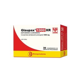 Glaupax XR (B) Metformina 1000mg 30 Comprimidos Prolongados